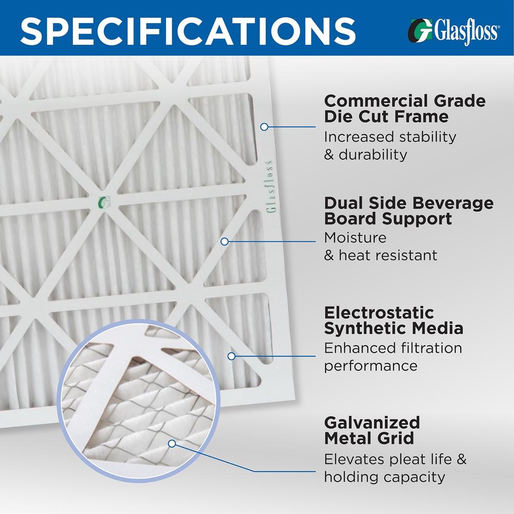 Glasfloss ZL 12x24x2 MERV 10 Pleated Air Filters. Case of 12. Actual Size: 11-3/8 x 23-3/8 x 1-3/4