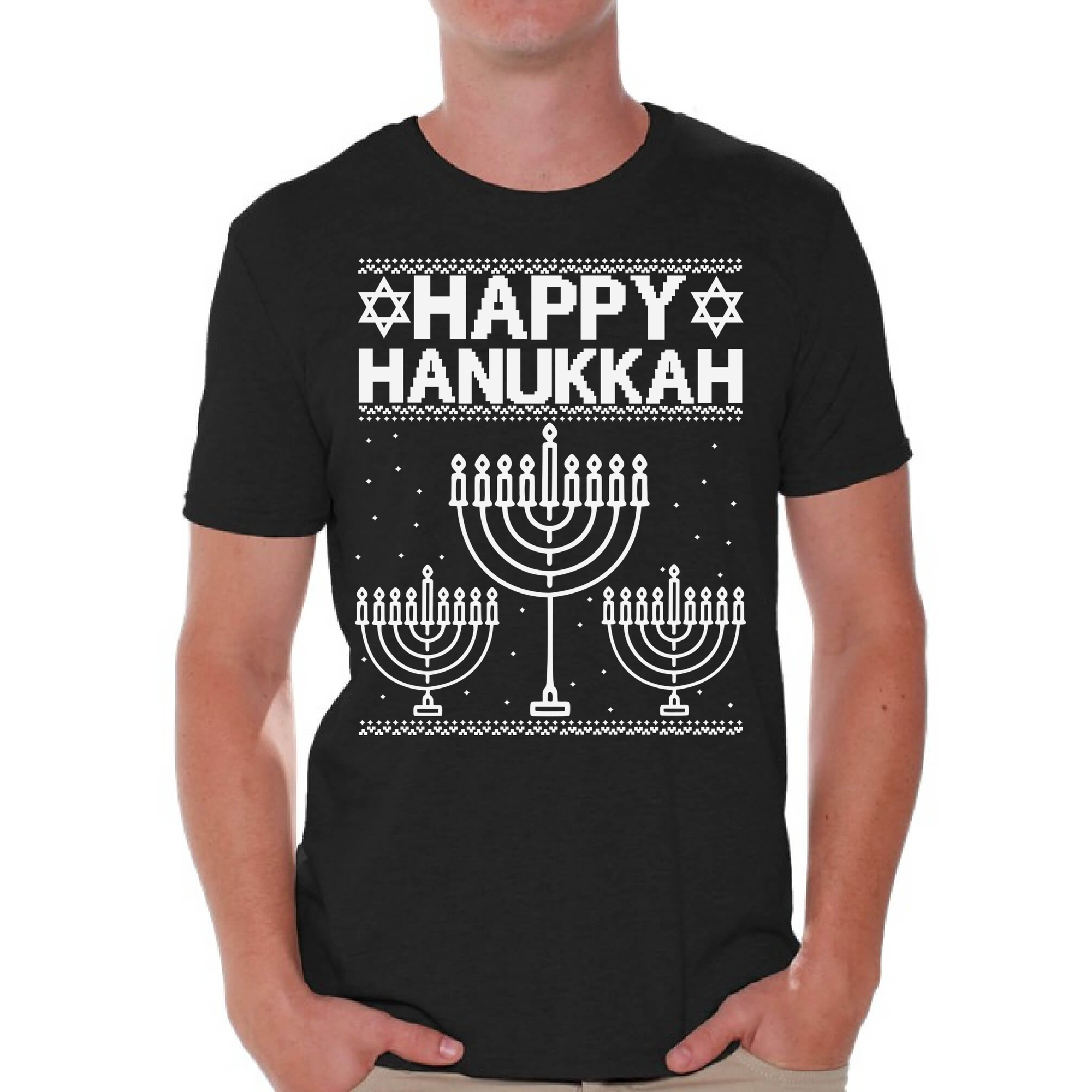 Awkward Styles Happy Hanukkah Christmas Tshirts For Men Jewish Menorah Ugly Christmas Shirt Men S Holiday Tee Xmas Gifts Happy
