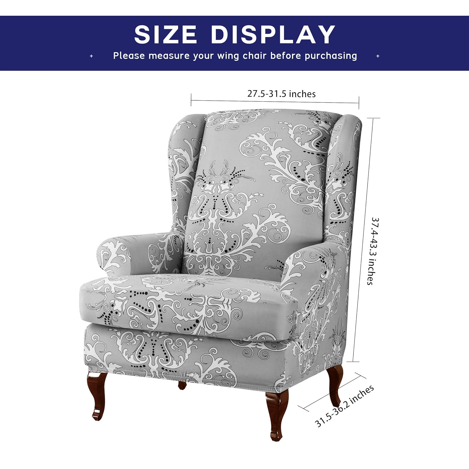Subrtex Spandex Universal Wing Back Armchair Covers Floral Printed
