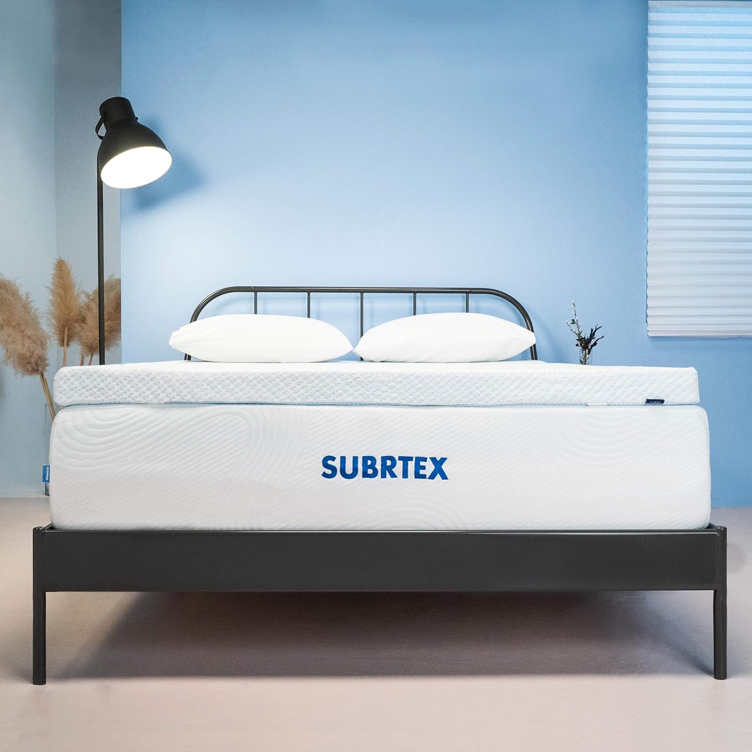 Subrtex 3 Inch Covered Gel-Infused Memory Foam Bed Mattress Topper High Density Cooling Removable Fitted Cover Ventilated Design
