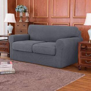 Subrtex High Stretch Jacquard Loveseat Slipcover with 2