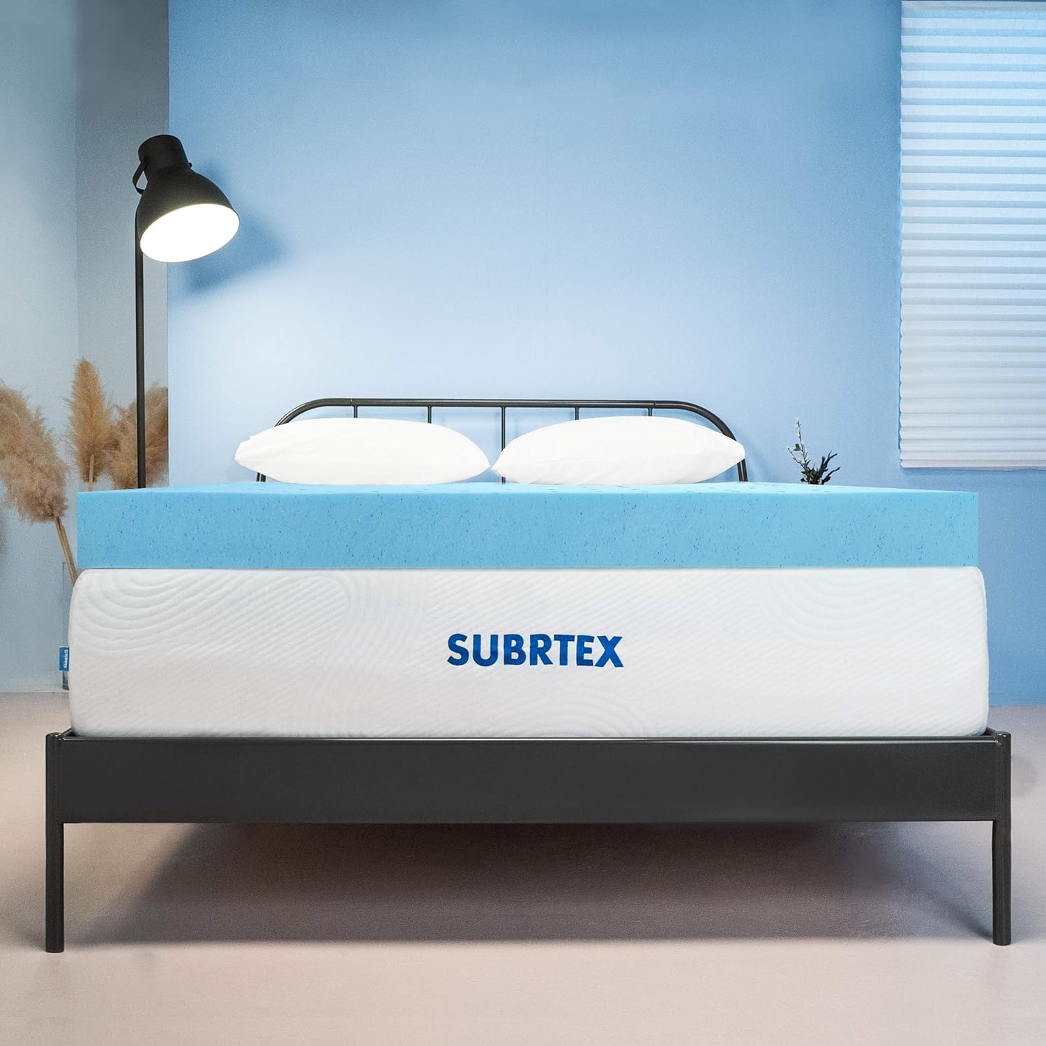Subrtex 4 Inch Organic Gel Infused Mattress Topper Memory Foam Bedding Topper for High Density with Ventilated Cooling Design