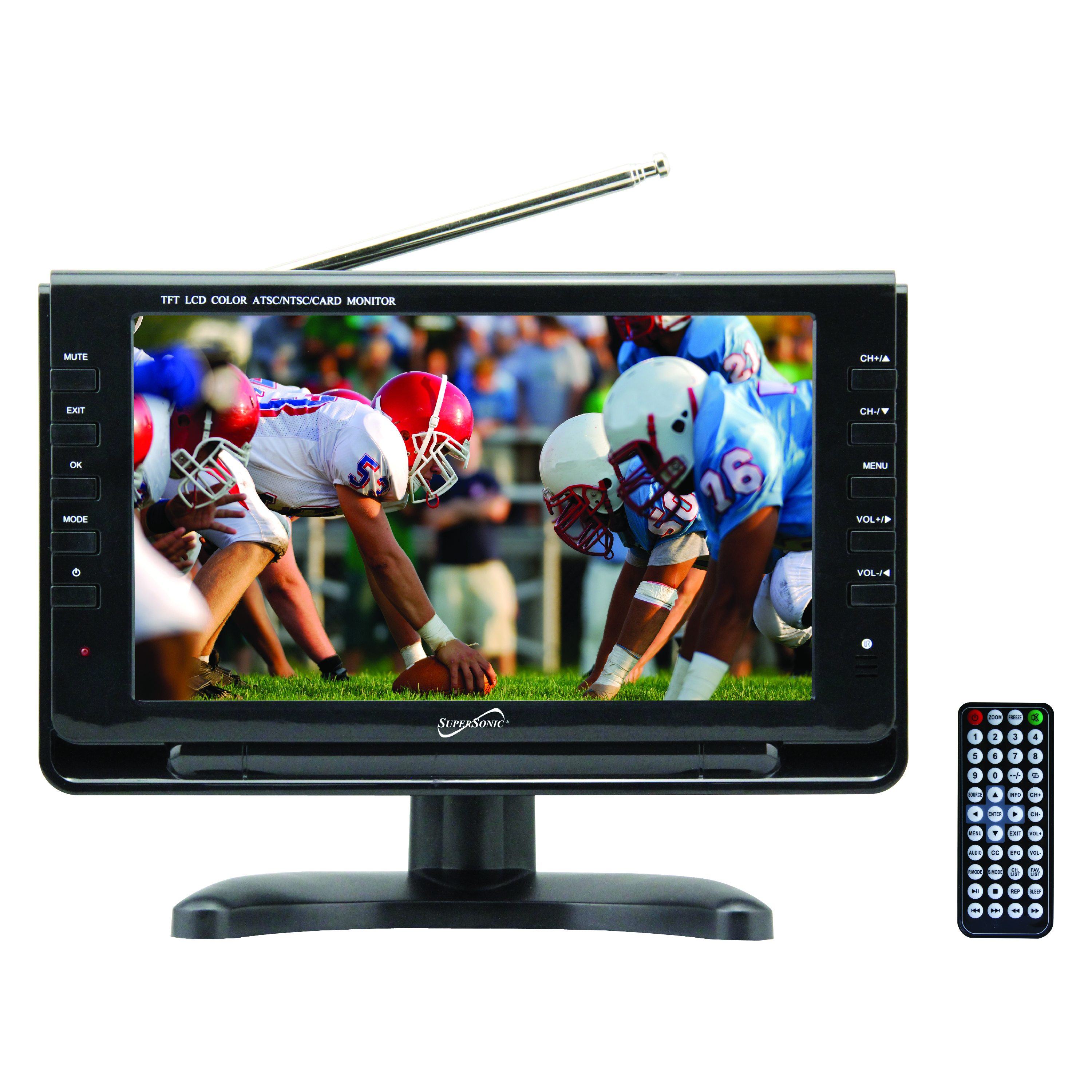 Supersonic 9" Portable Digital LCD TV with USB & SD Inputs, 12 Volt AC/DC Compatible for RVs (SC-499)
