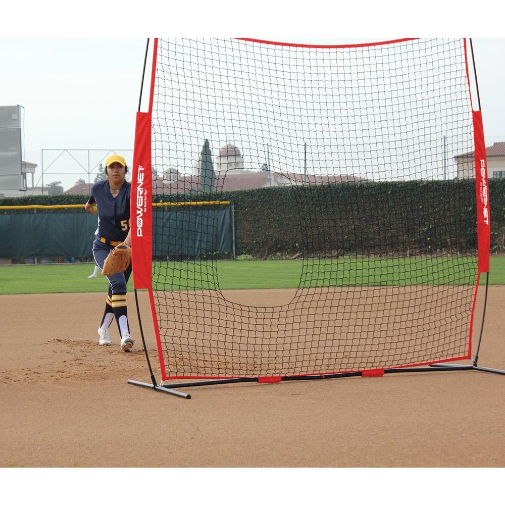 PowerNet 7x7 ft Pitch-Thru Pitching or Batting Screen for Softball with Carry Case (1090)