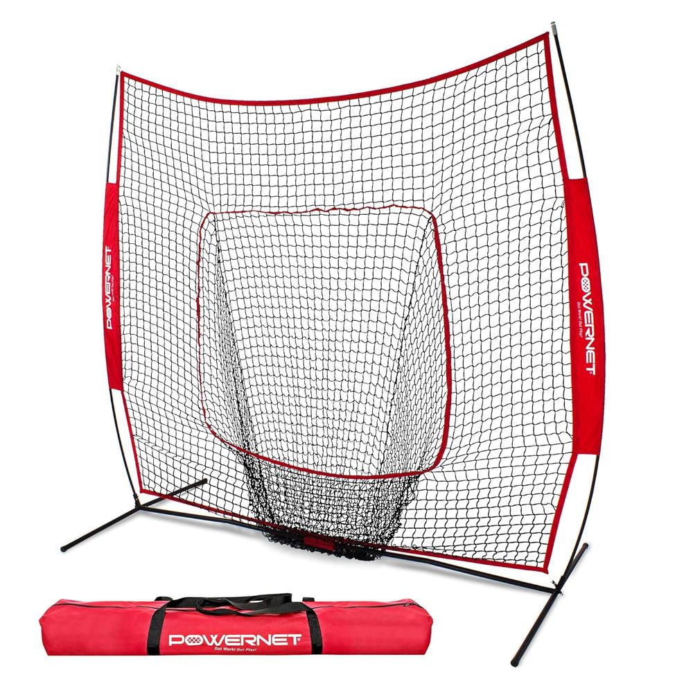 PowerNet Baseball and Softball Practice Net 7 x 7 with Bow Frame & Carry Bag (1001)
