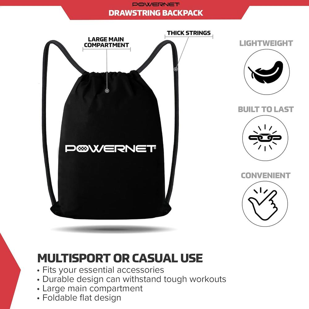 PowerNet Drawstring Sack 3-Pack / Cinch-Close Training Gym Sack