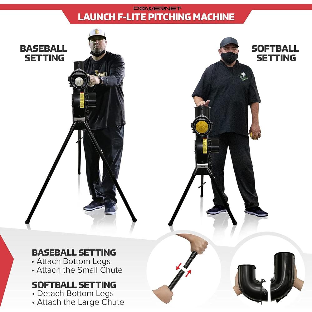 PowerNet Launch F-Lite Baseball and Softball Pitching Machine