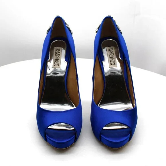 Badgley Mischka Kiara Embellished Peep-Toe Evening Pumps Women's Shoes