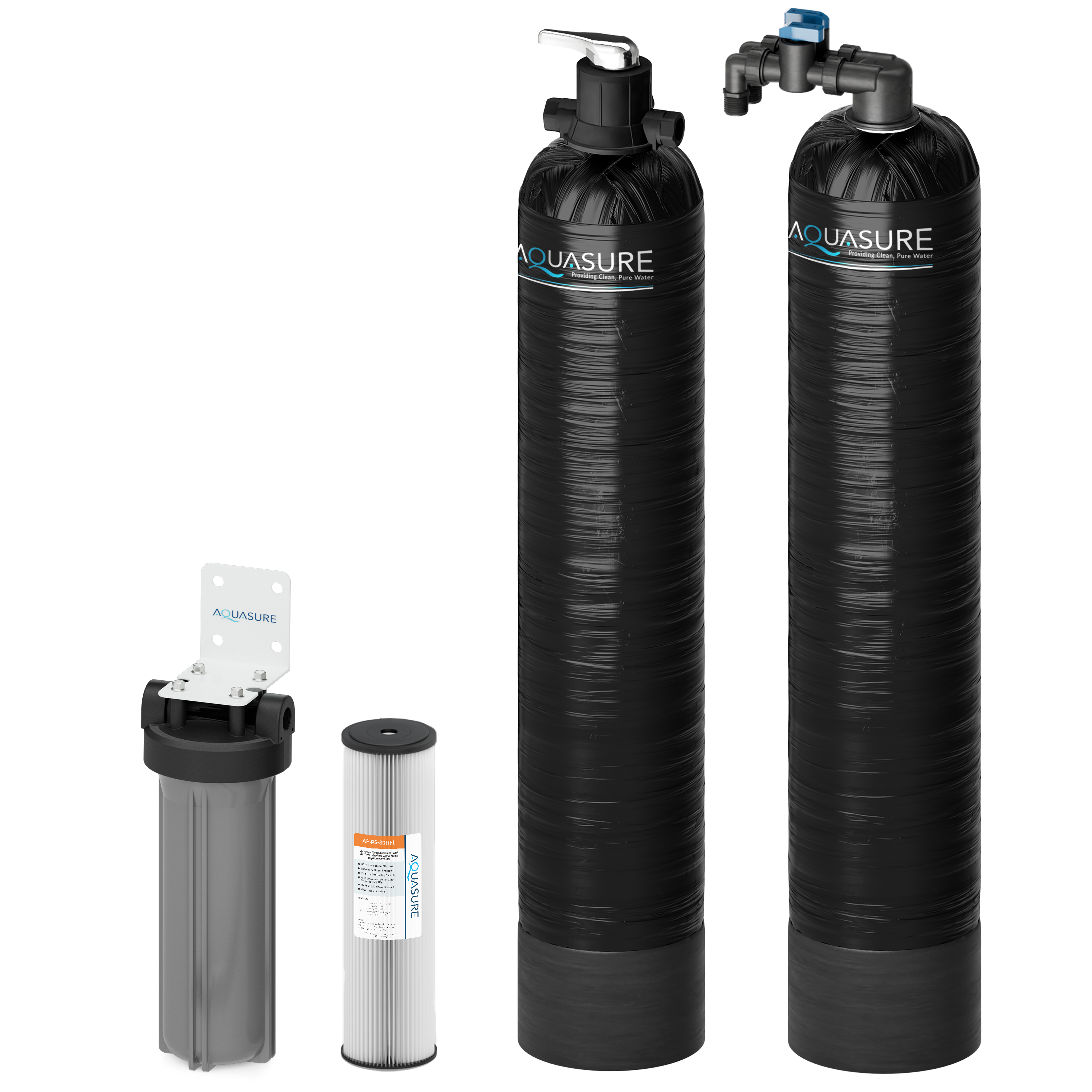 Aquasure Serene Series 15 GPM Salt-Free Conditioning Bundle with Whole House Water Treatment System & Pleated Sediment Pre-Filter
