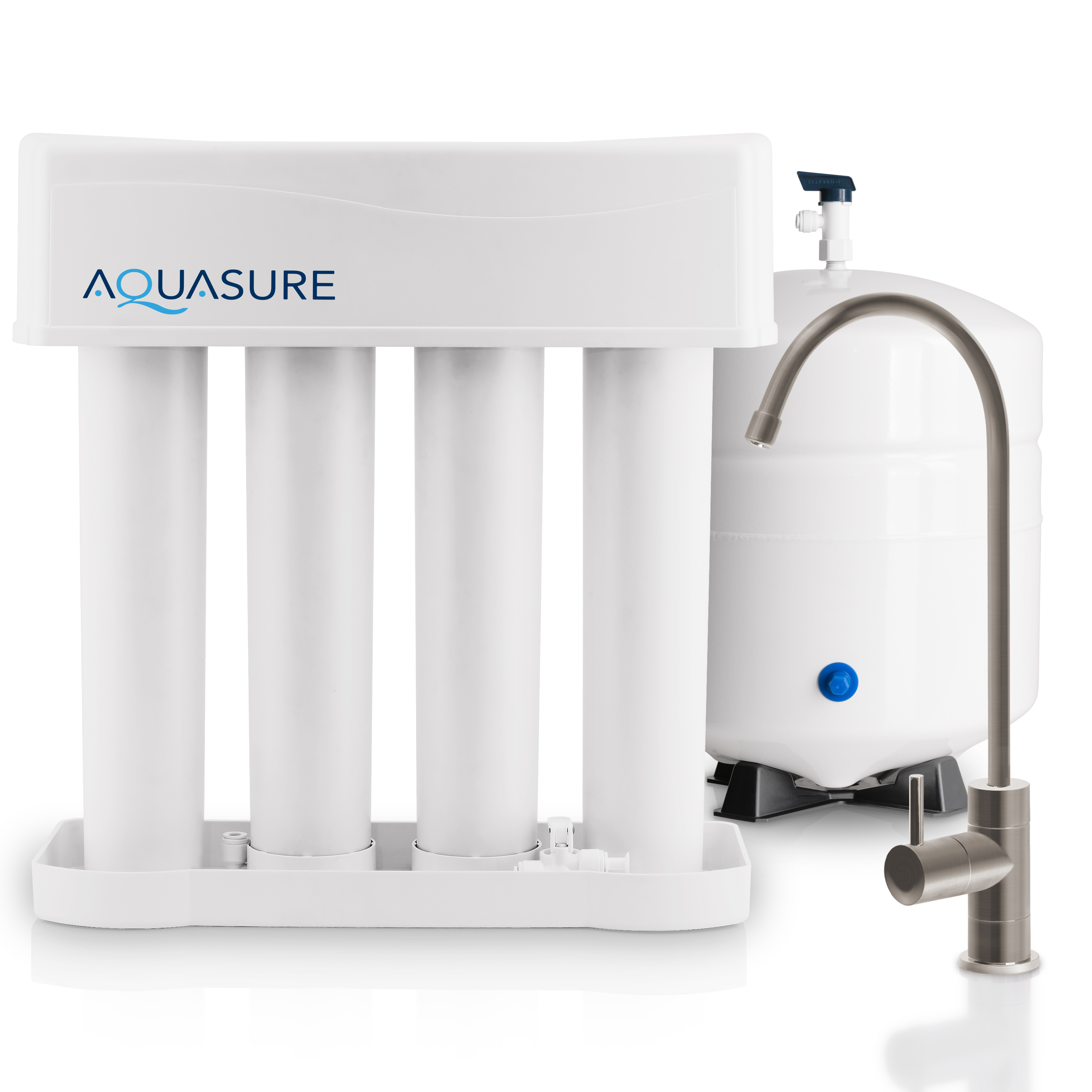 Aquasure Premier Advanced Reverse Osmosis Drinking Water Filtration System w/ Quick Twist Lock - 75 GPD - Brushed Nickel Faucet