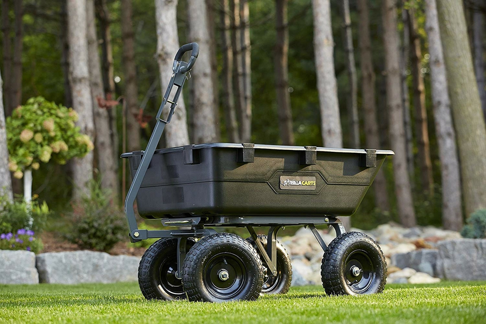 Gorilla Carts Gor6ps Heavy Duty Poly Yard Dump Cart With 2 In 1