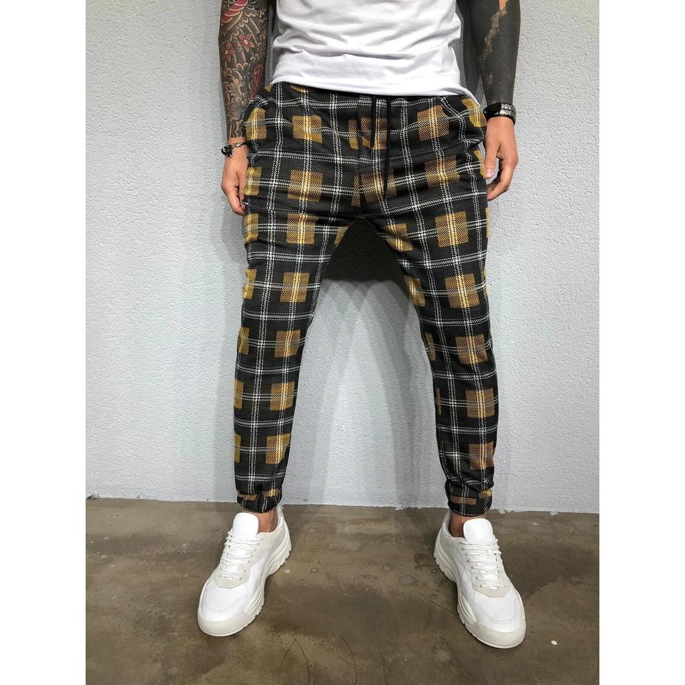 Canis Men Urban Straight Leg Trousers Casual Pencil Jogger Cargo
