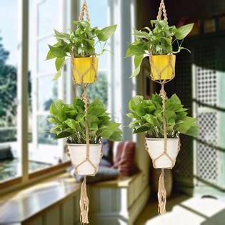 Meco Us Vintage Jute Rope Plant Hanger Pot Holder Macrame