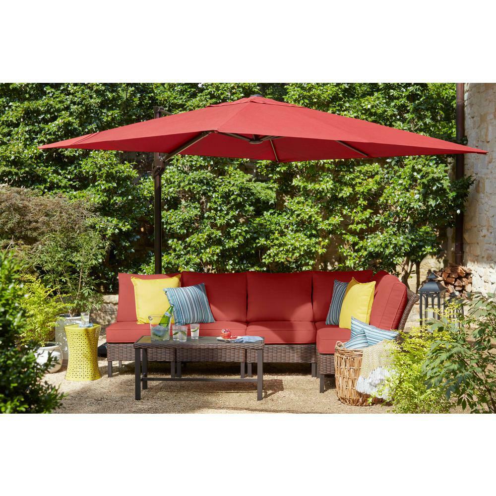 Hampton Bay Yjaf052 11 Ft Red Offset Patio Umbrella W