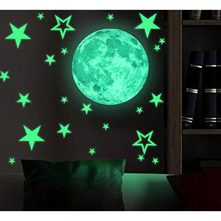 Walls Kids Room Decor Moon Stars Glow In The Dark Stickers Night