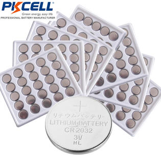 Pkcell 200x Cr2032 Battery 3v Lithium Coin Cell Dl2032 Ecr2032 For Led Light Meters