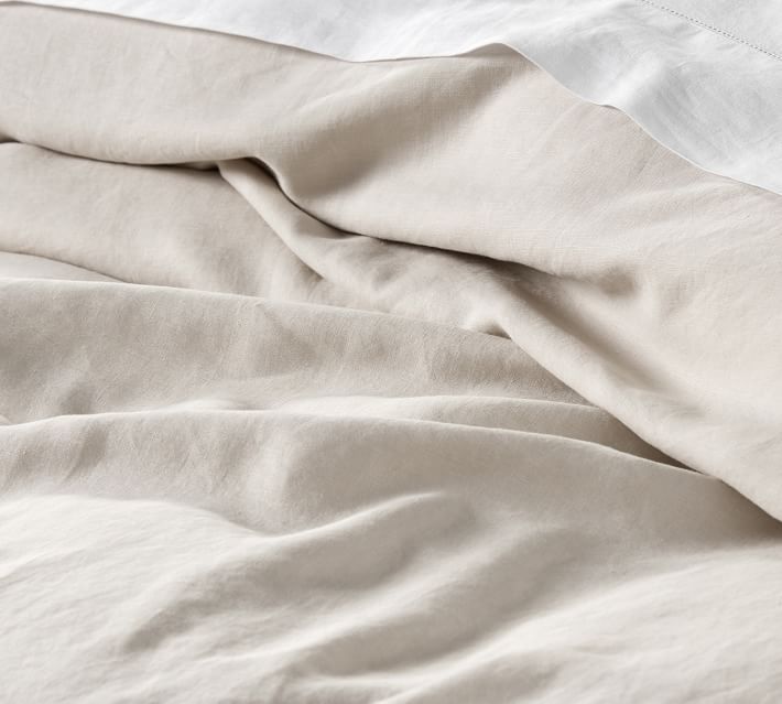 Pottery Barn Belgian Flax Linen Full Queen Duvet 2 Shams Natural