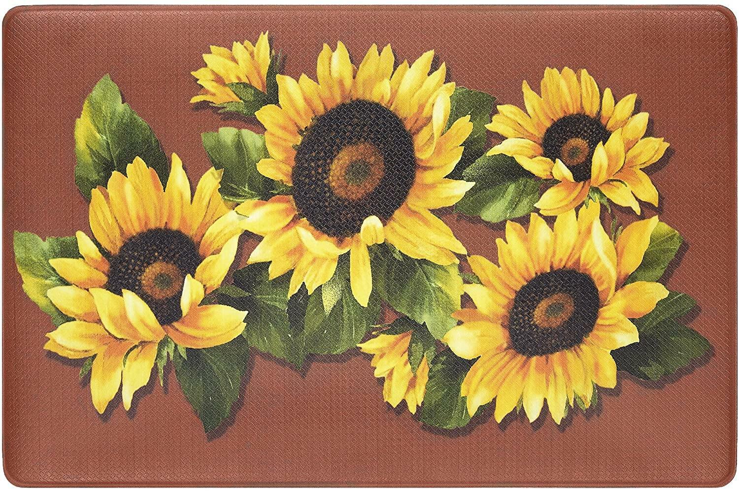 Achim Anti Fatigue Sunflower Kitchen Mat Memory Foam Rug Home Latex Free Bath 18x30