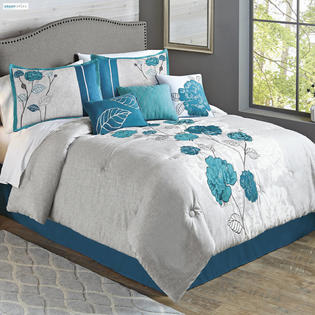 Better Homes Gardens Teal Comforter Set 7 Piece Full Queen