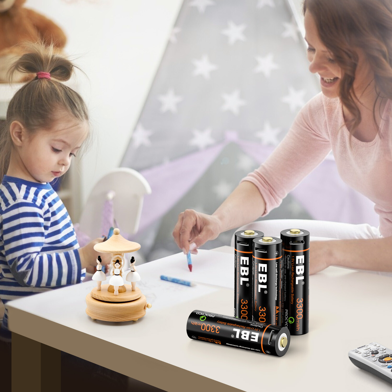 Ebl 4 Usb Rechargeable Aa Lithium Batteries 1 5v 3300mwh Li Ion W Micro Usb Cablle