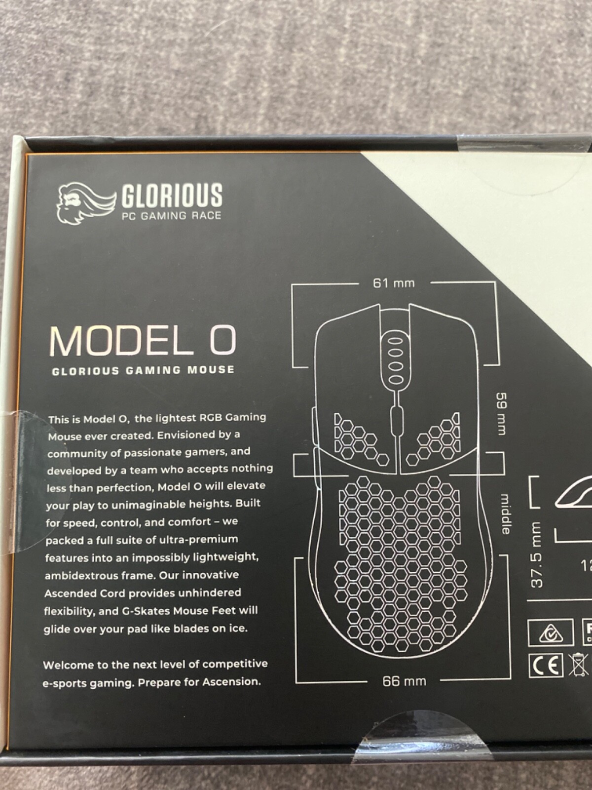Goblack Glorious Model O Lightweight Gaming Mouse Matte Black New Sealed Box