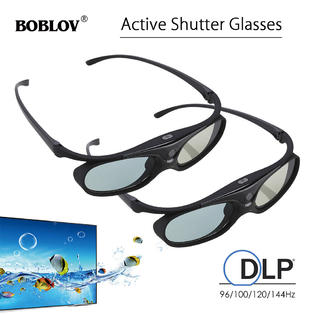 Boblov 2x Active Shutter 3d Glasses For Dlp Link Projectors Benq Optoma Dell Mitsubishi