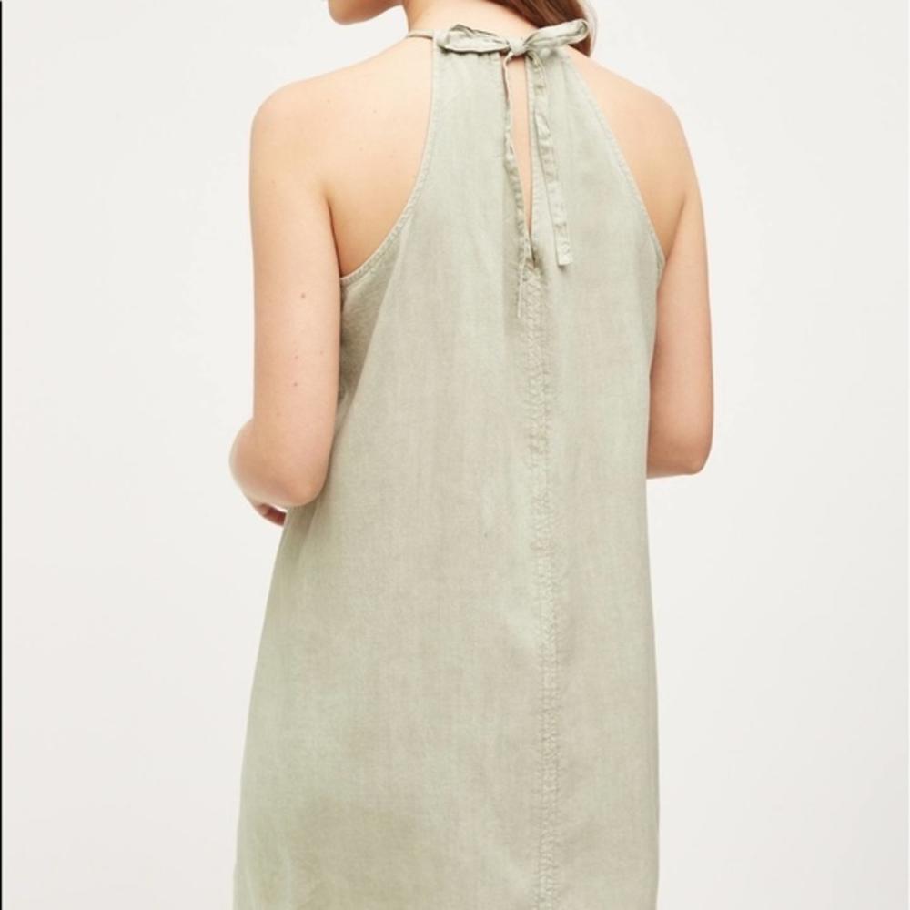 Anthropologie New Cloth Stone Anthropologie High Tide Halter Tunic Safari Green Dress Tie