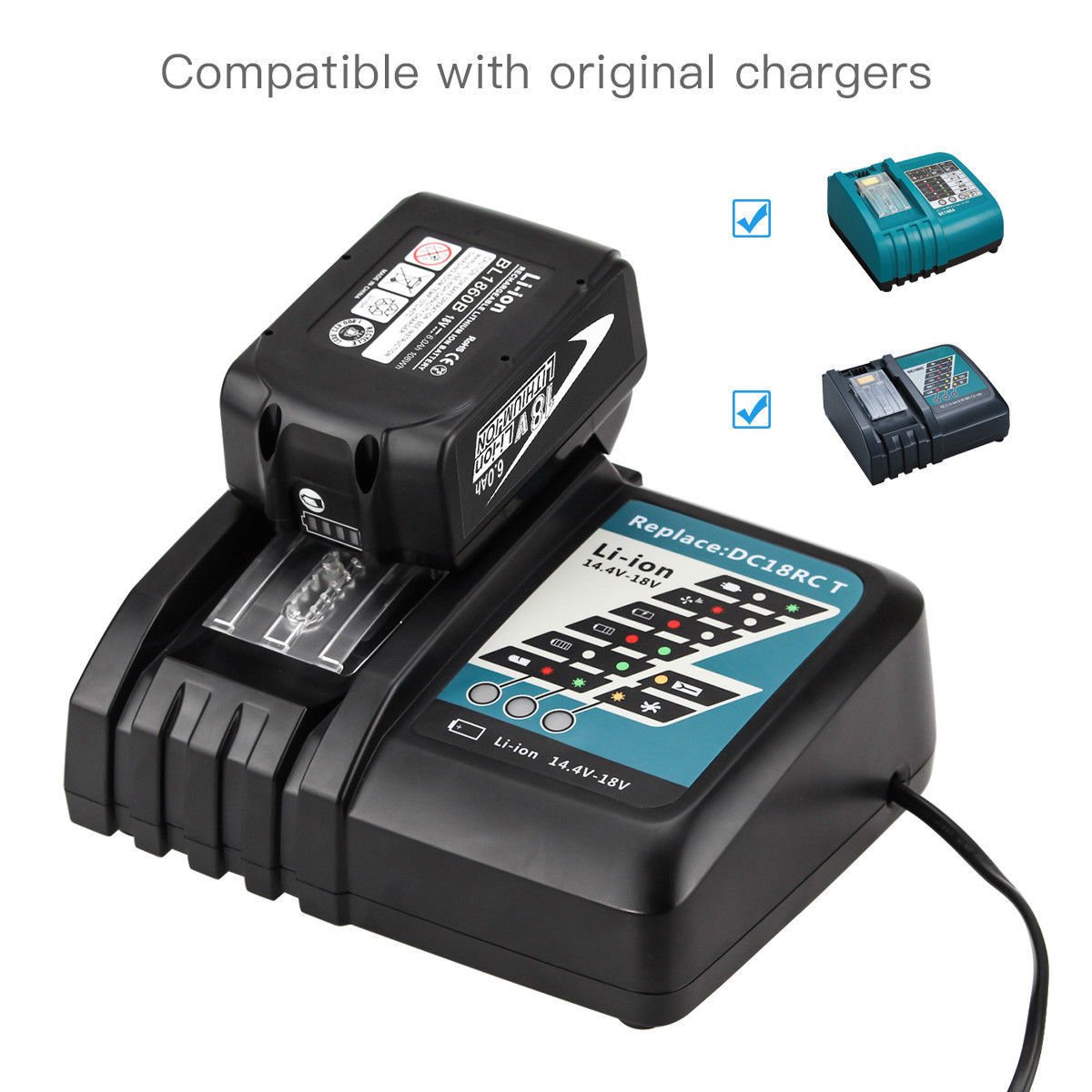 For Makita 18v Lithium Ion Battery Bl1860b Bl1850b Bl1830b 18volt Lxt 6 0ah Led