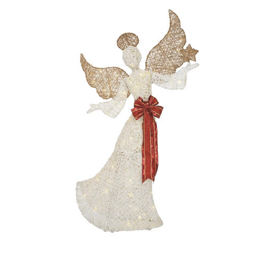 Outdoor Christmas Lighted Angel With Trumpet Home Holiday Accent Christmas Yard Decor Pvc Angel 44in Warm White Led Lights Display