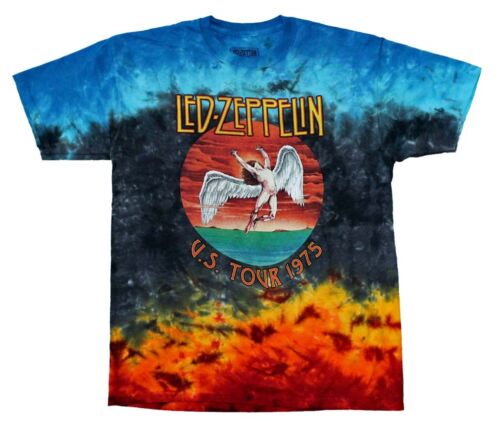 Liquid Blue Led Zeppelin Icarus 1975 US Tour Men's T-Shirt (Tie-Dye Slightly Varies)
