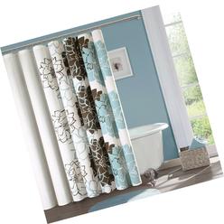 Chocolate Brown Blue Shower Curtain