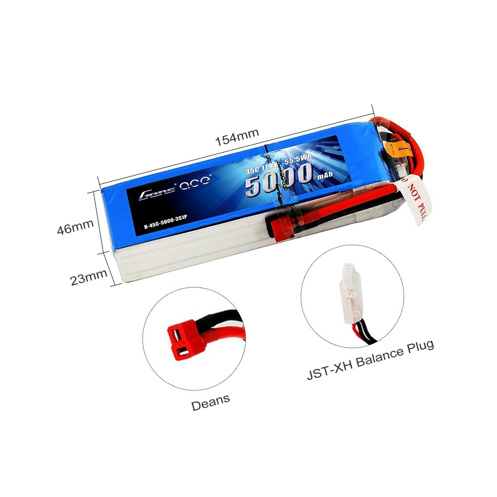 Gens Ace Gens Ace 5000mah 11 1v 3s 45c Lipo Battery Pack With Deans Plug For Mikado Lo