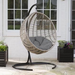 Island Bay SFAH16 Resin Wicker Hanging Egg Chair Outdoor Porch Swing