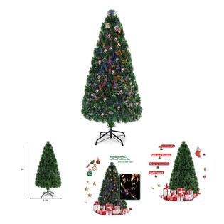 Costway 6ft Pre Lit Fiber Optic Christmas Tree Home Holiday Decor
