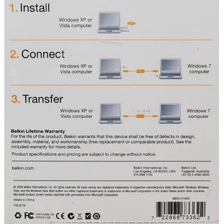 Belkin Easy Transfer Cable For Windows 7 Usb 2 0 8 Ft F5u279