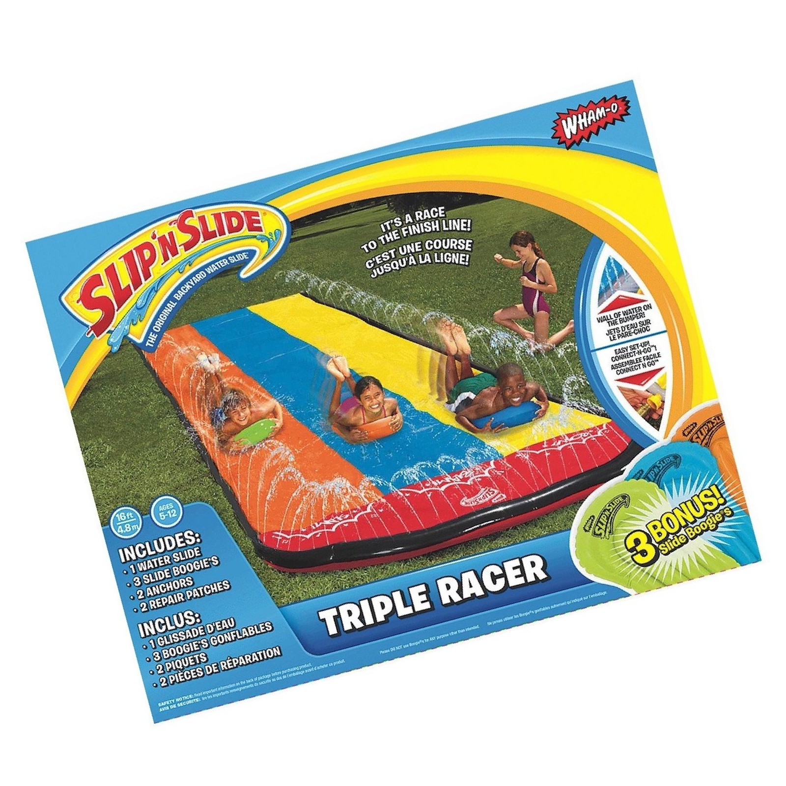 Wham O Slip N Slide Triple Racer With Slide Boogie Board