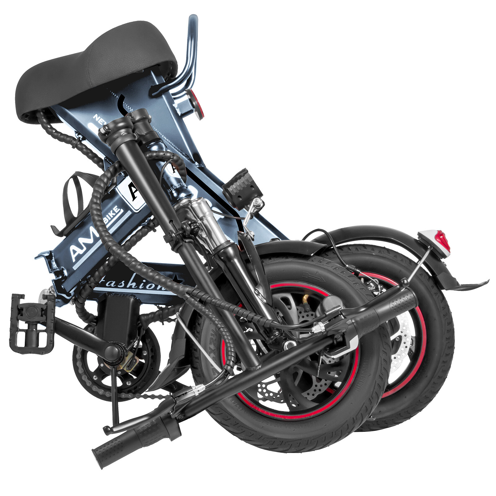 Vevor Ebike 250w Mini Folding Electric Bike Scooter With 36v 12ah Lithium Battery Gray