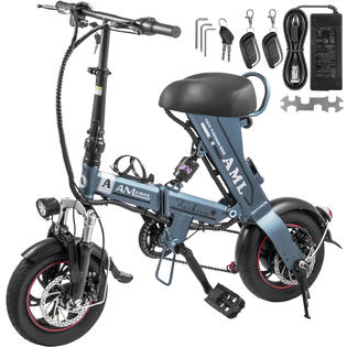 Vevor Ebike 250w Mini Folding Electric Bike Scooter With 36v 12ah Lithium Battery Gray