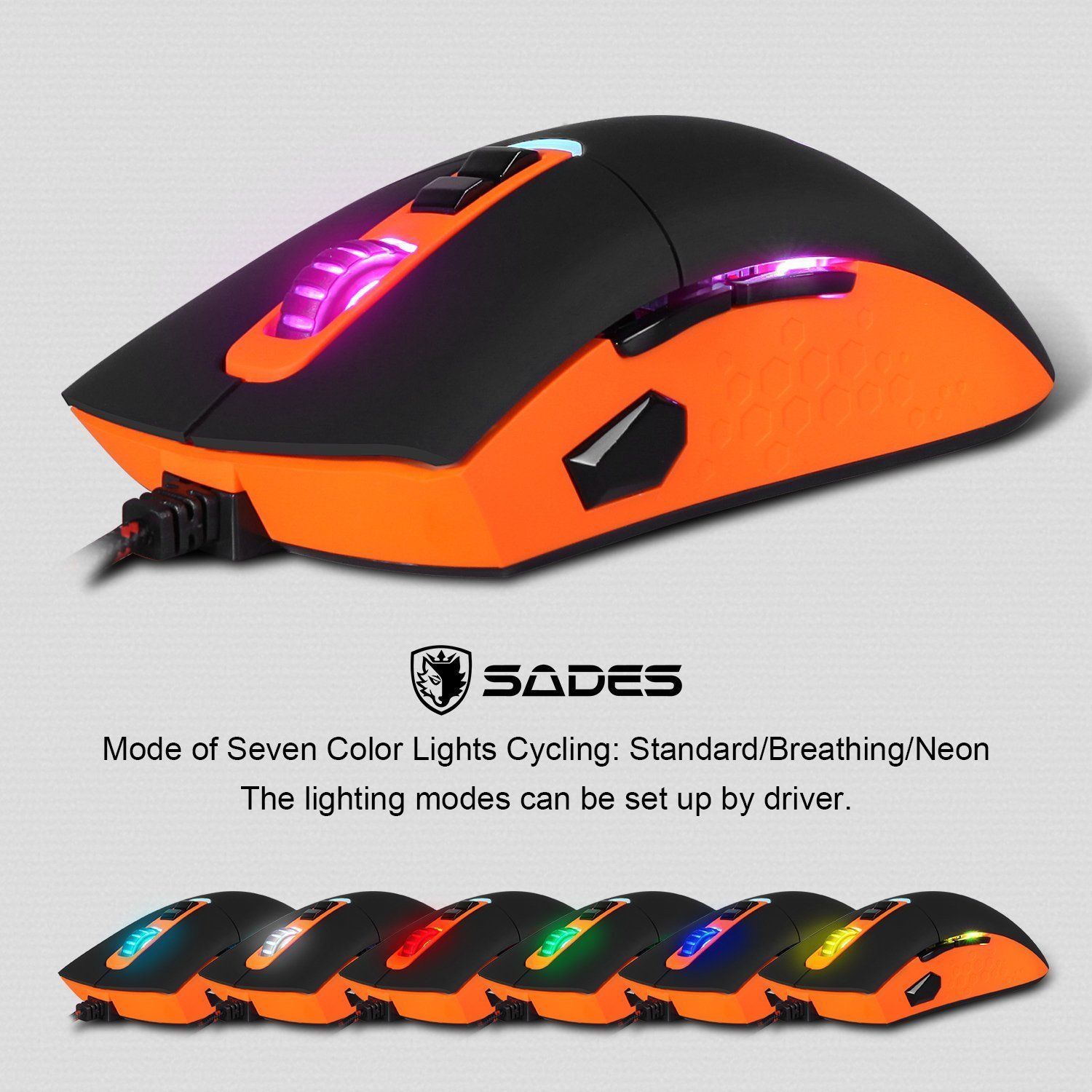 Sades Sades S8 Gaming Mouse Adjustable 8 Buttons Led Light Professional Game Mice