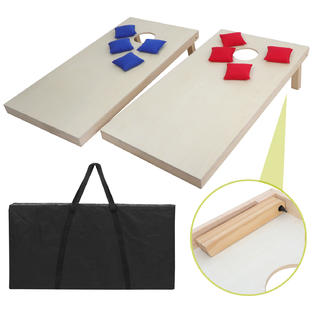 Segawe Unfinished Solid Wood Bean Bag Toss Cornhole Board Game Set