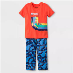 Toddler Boys Racer Car Jersey Racetrack Printed Bottom Pajama Set Cat Jack