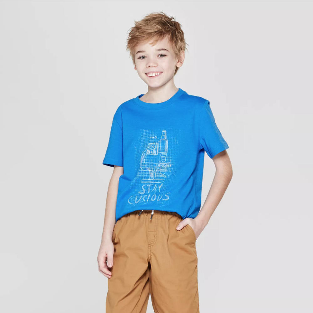 Boys Stay Curious Short Sleeve Graphic T Shirt Cat Jack Blue