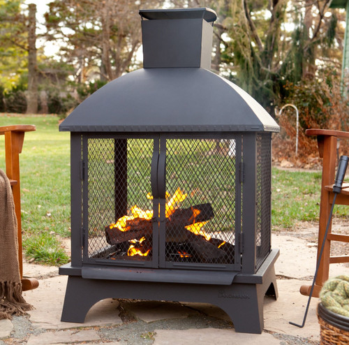 Landmann Fireplace 5407 Large Outdoor Fireplace Wood Burning Patio Pagoda Steel Fire Pit Bronze Chiminea