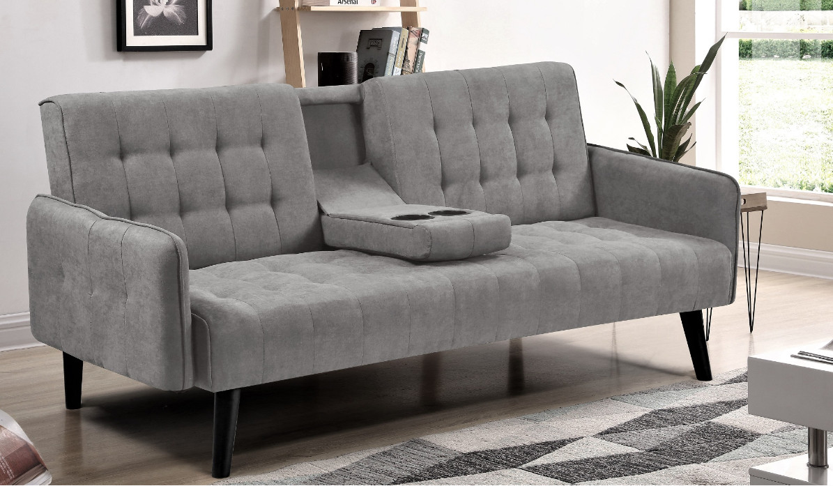 Julia Convertible Futon Sofa Bed With Drink Holder Julia Convertible Futon Sofa Bed With