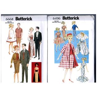 Butterick 6496 6668 Barbie Ken 11 1 2 Doll 1960s Clothes Pattern S Retired
