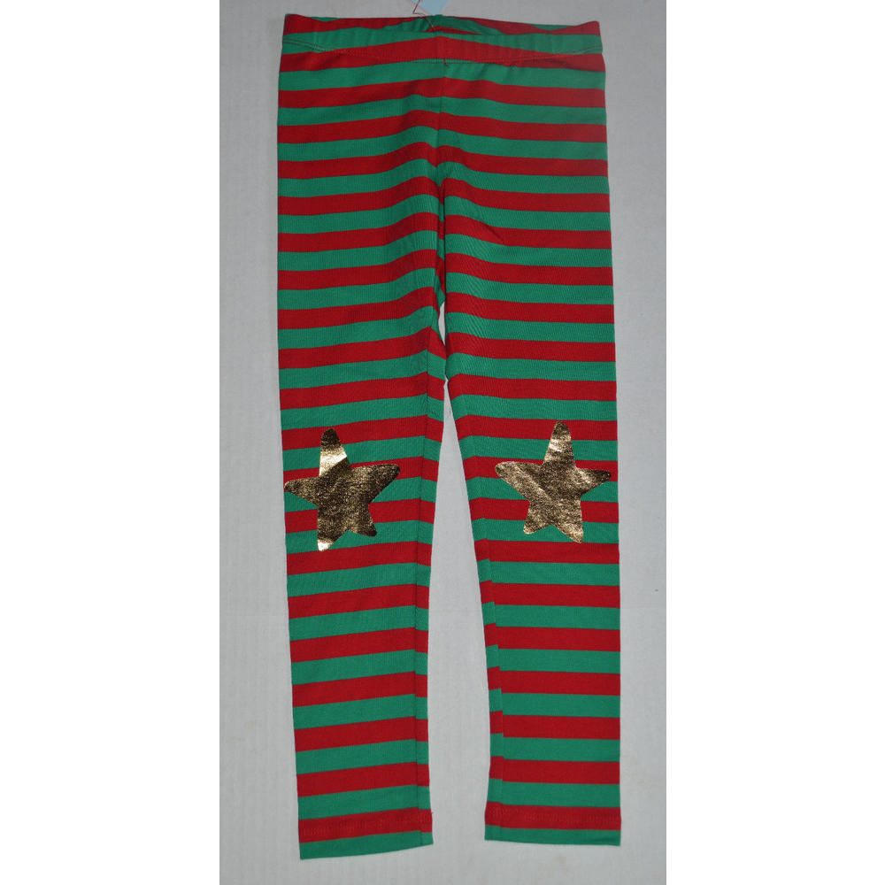 Nwt Cat Jack Small 6 6x Red Green Holiday Christmas Striped Leggings Gold Star