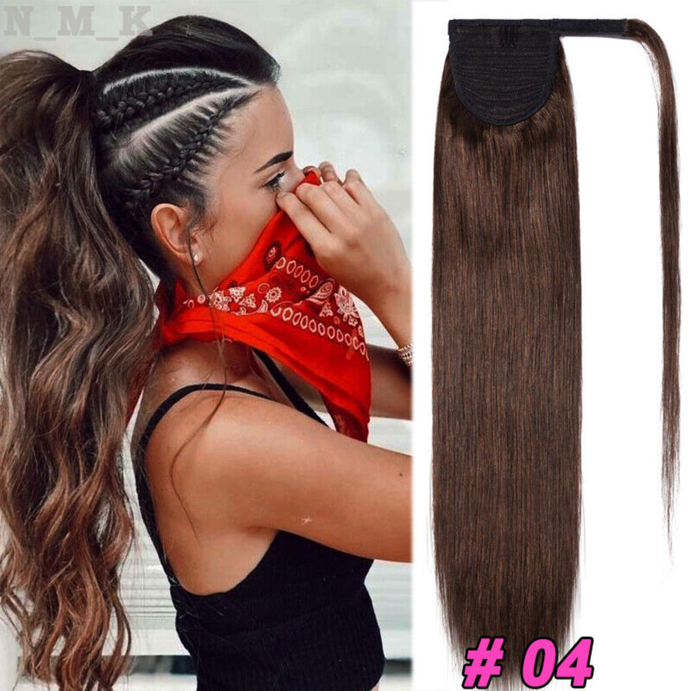 S-noilite Big Thick 100% Real Human Hair Clip In Ponytail Extensions Warp  Around Pony