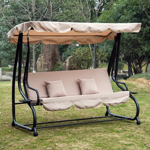 3 Seat Replacement Swing Canopy Canopies Outsunny Outdoor 3 Person Patio Porch Swing Hammock Bench Canopy Loveseat Convertible Bed