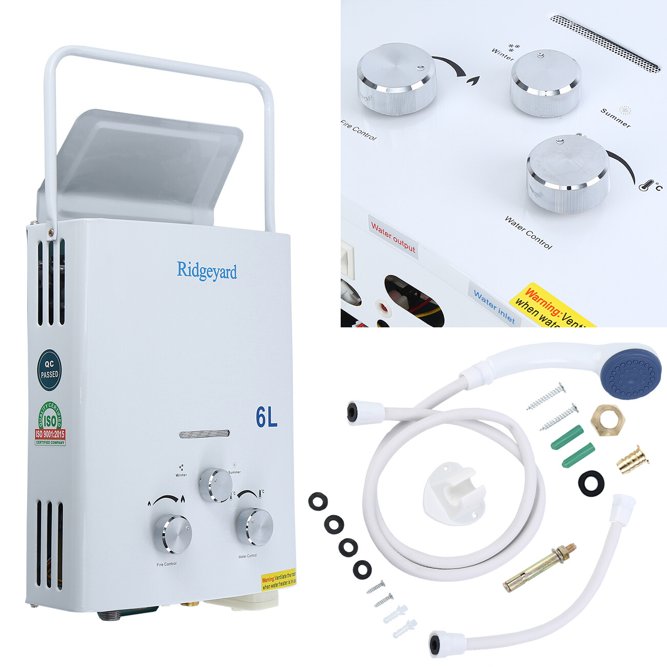 Ridgeyard 6L Propane Gas LPG Portable Tankless Hot Water Heater Outdoor  RV's u0026 Campers US