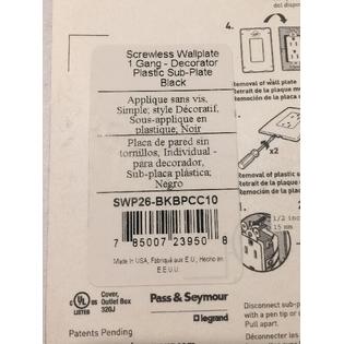 Swp26bkbpcc10 Pass Seymour Black Screwless Decorator Wall Plate